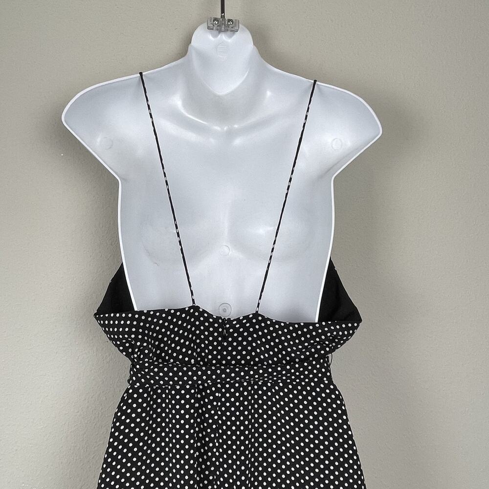 AYR Silk faux wrap Black and White Polka Dot Midi Dress - Picture 9 of 14